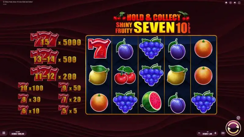 Shiny Fruity Seven 10 Lines Hold And Collect