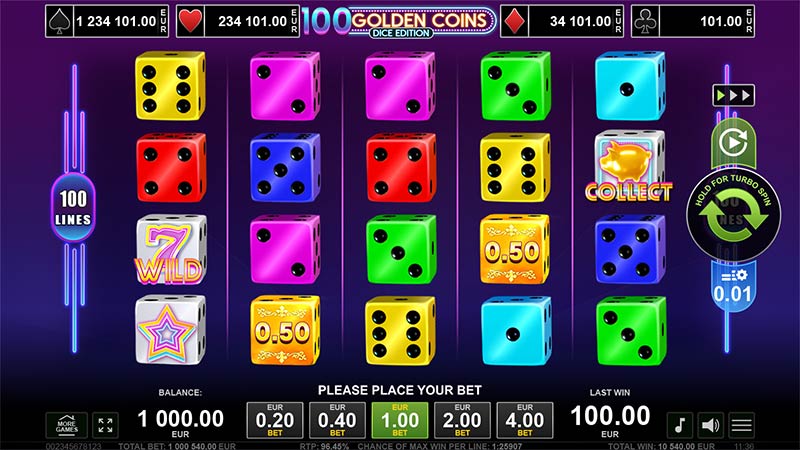 100 Golden Coins Dice