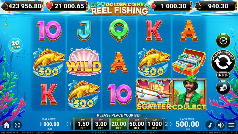 20 Golden Coins Reel Fishing