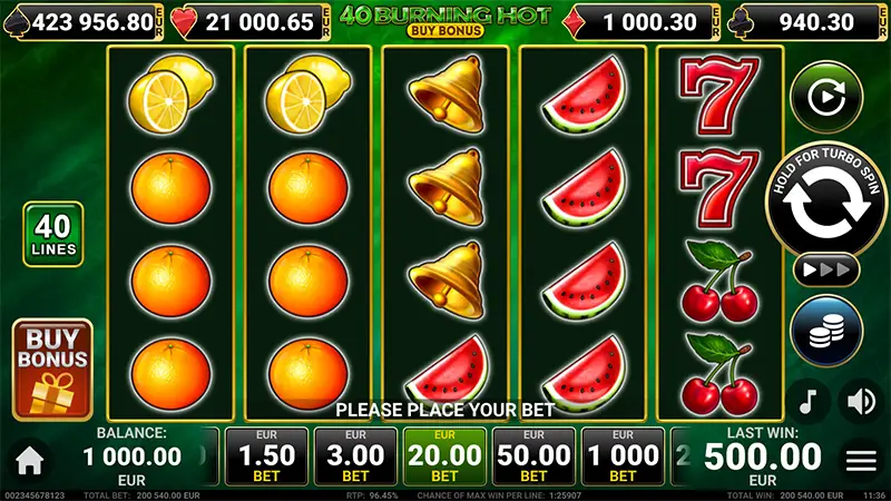 40 Burning Hot Buy Bonus