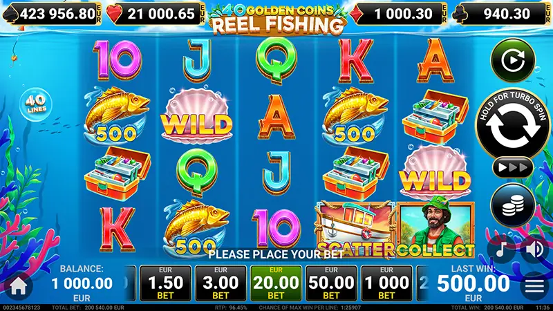 40 Golden Coins Reel Fishing