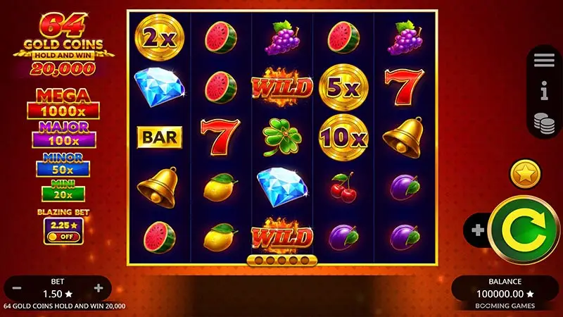 64 Gold Coins Hold and Win 20000