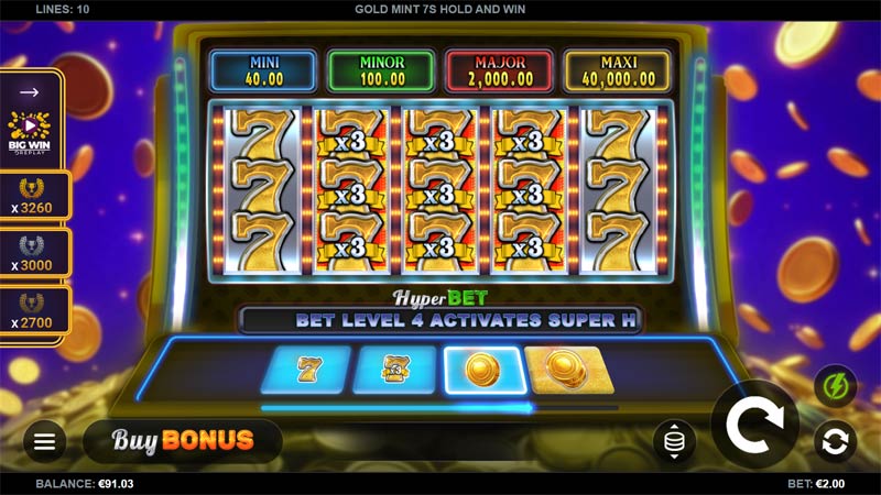 Gold Mint 7s Hold and Win