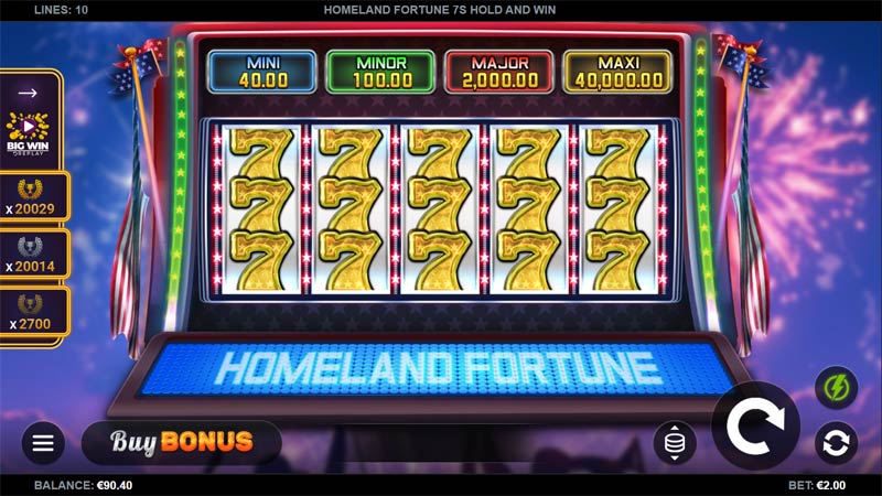 Homeland Fortune 7s Hold and Win