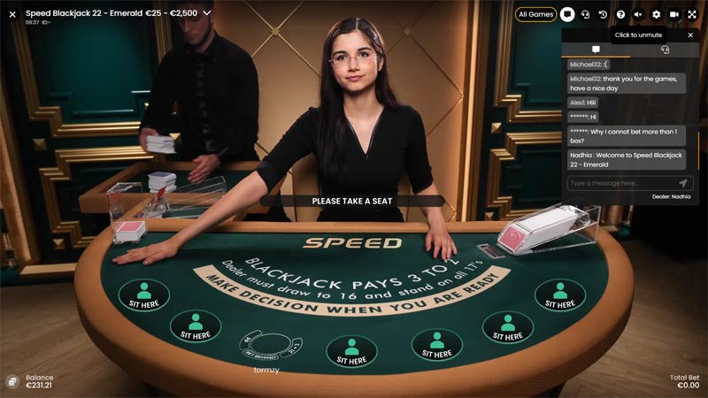 Speed Blackjack 22 Emerald