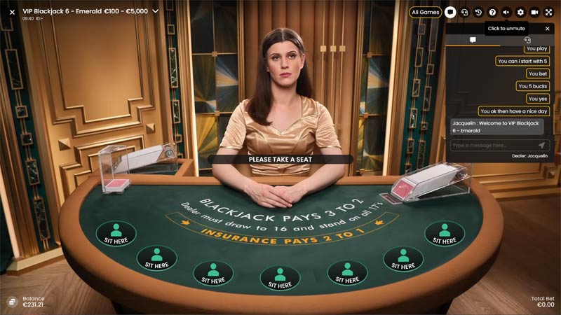 VIP Blackjack 6 Emerald