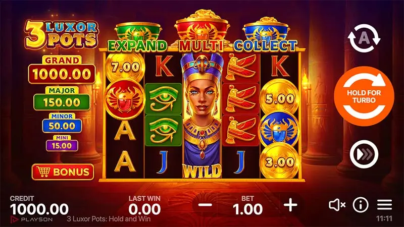 3 Luxor Pots Hold and Win