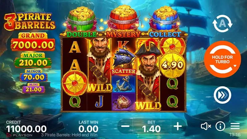 3 Pirate Barrels Hold and Win