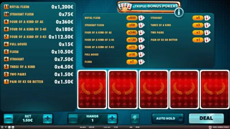 Triple bonus poker