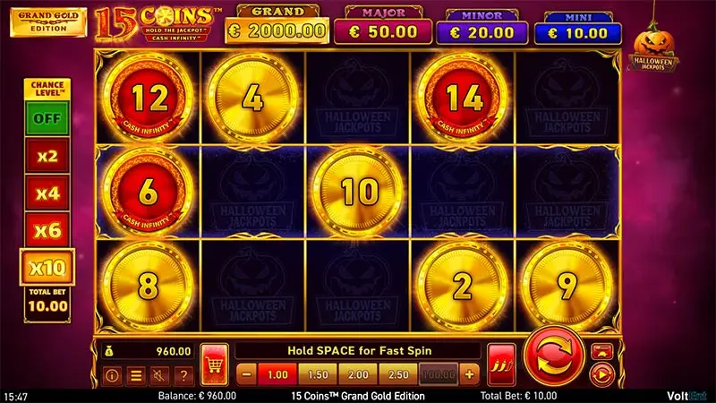 15 Coins Grand Gold Edition Halloween Jackpots