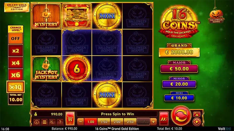 16 Coins Grand Gold Edition Halloween Jackpots