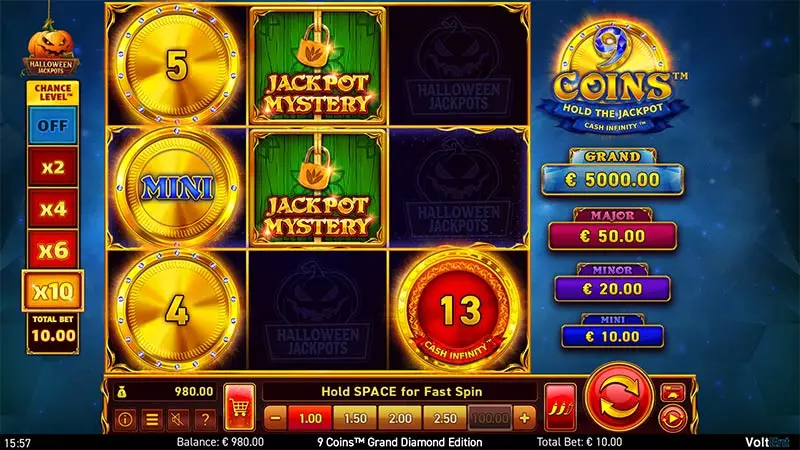 9 Coins Grand Diamond Edition Halloween Jackpots