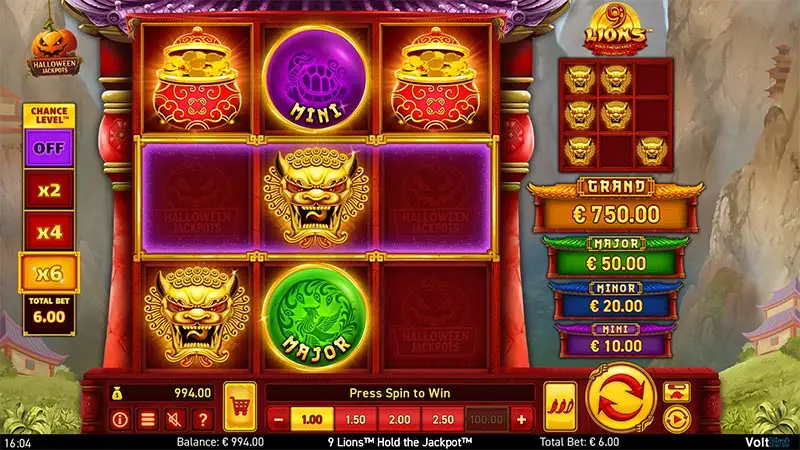 9 Lions Hold The Jackpot Halloween Jackpots